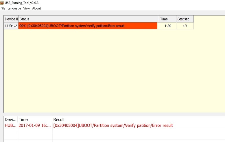 h96 pro plus usb burning tool errors