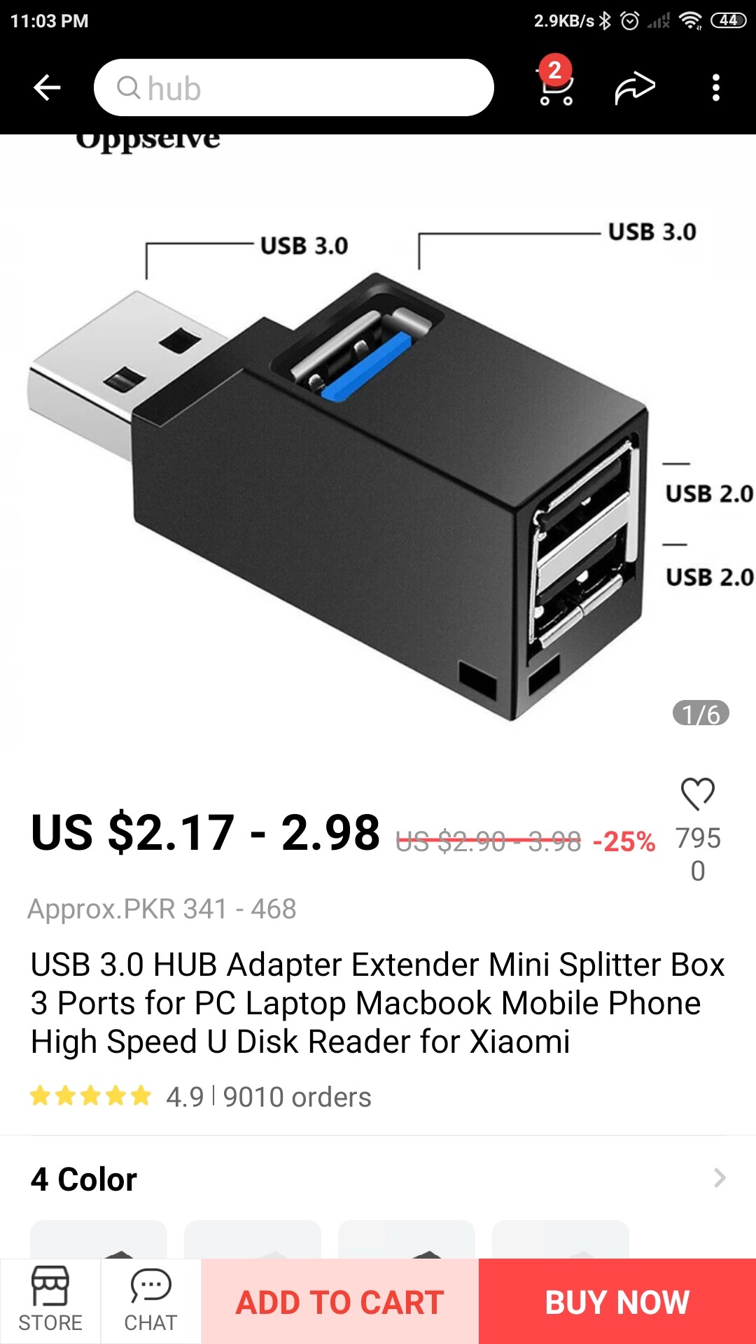 USB 3.0 Hub 3 Ports Mini Splitter High Speed Data Transfer For PC