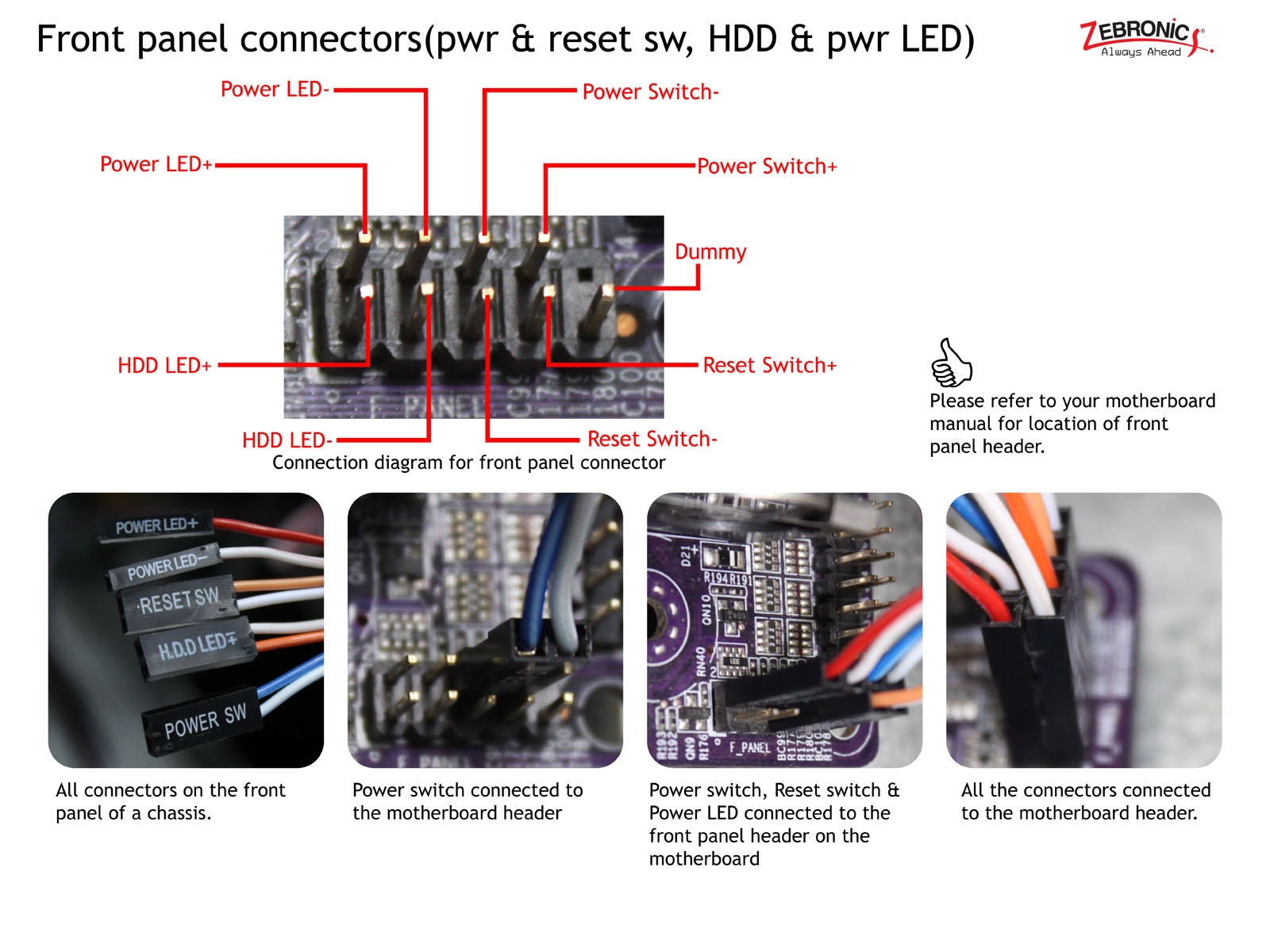 Computer Motherboard Power Switch Connection / Set Of 4 Computer